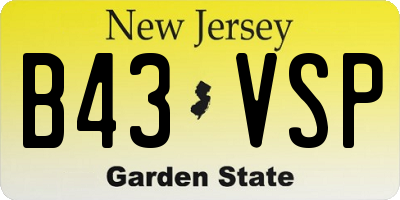 NJ license plate B43VSP