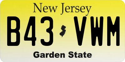 NJ license plate B43VWM