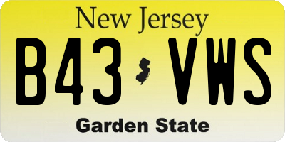 NJ license plate B43VWS