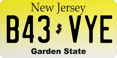 NJ license plate B43VYE