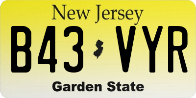 NJ license plate B43VYR