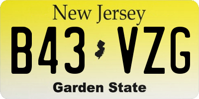 NJ license plate B43VZG