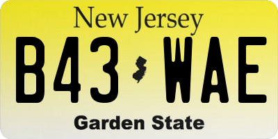 NJ license plate B43WAE