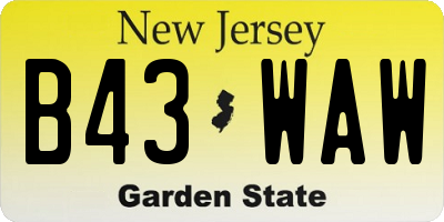 NJ license plate B43WAW