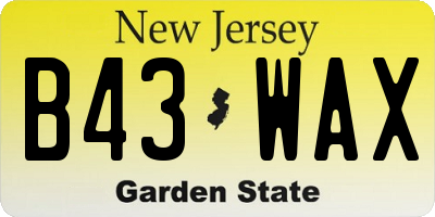 NJ license plate B43WAX