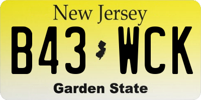 NJ license plate B43WCK