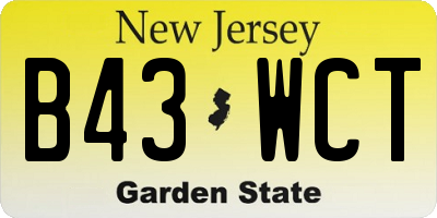 NJ license plate B43WCT