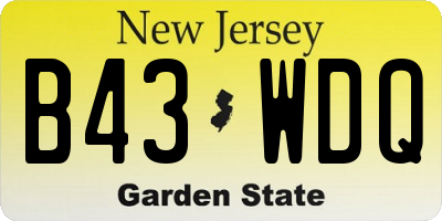NJ license plate B43WDQ