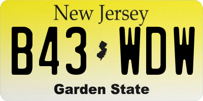 NJ license plate B43WDW