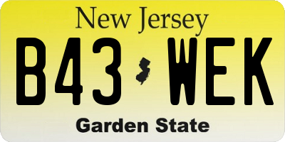 NJ license plate B43WEK