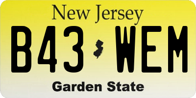 NJ license plate B43WEM