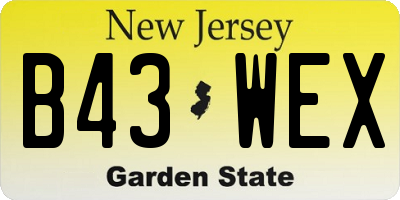 NJ license plate B43WEX