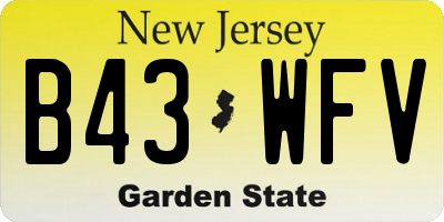 NJ license plate B43WFV