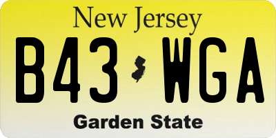 NJ license plate B43WGA