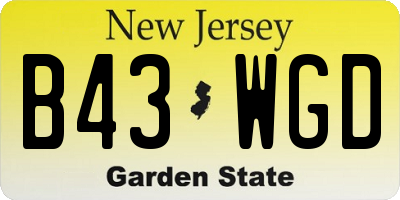 NJ license plate B43WGD