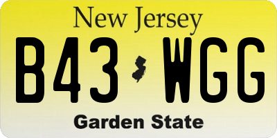 NJ license plate B43WGG