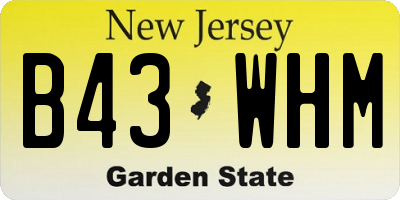 NJ license plate B43WHM