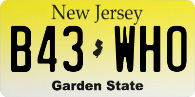 NJ license plate B43WHO