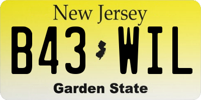 NJ license plate B43WIL