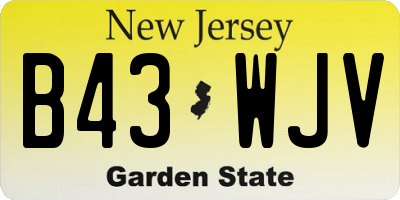 NJ license plate B43WJV