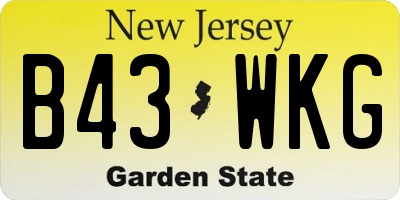 NJ license plate B43WKG
