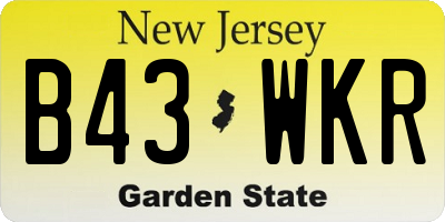 NJ license plate B43WKR