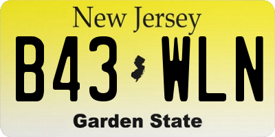NJ license plate B43WLN