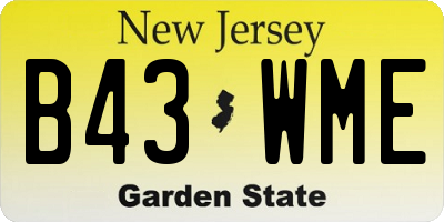 NJ license plate B43WME