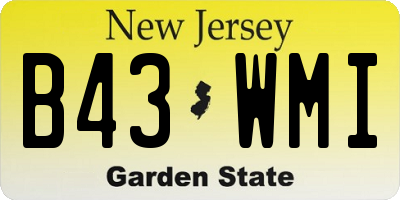NJ license plate B43WMI