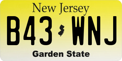 NJ license plate B43WNJ