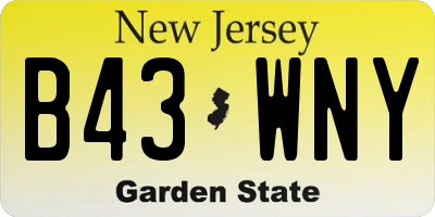 NJ license plate B43WNY