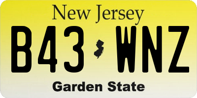 NJ license plate B43WNZ