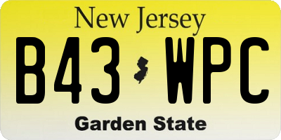 NJ license plate B43WPC