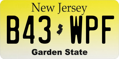 NJ license plate B43WPF