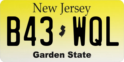 NJ license plate B43WQL