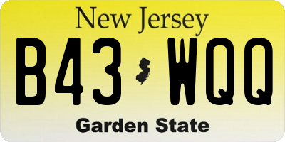 NJ license plate B43WQQ