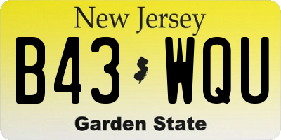 NJ license plate B43WQU