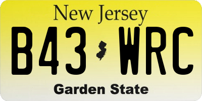 NJ license plate B43WRC