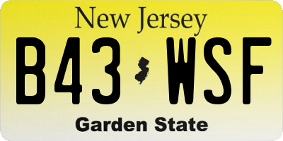 NJ license plate B43WSF