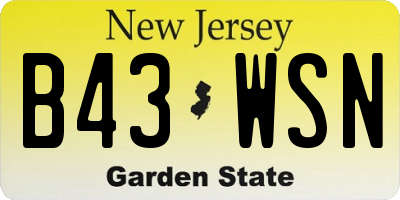 NJ license plate B43WSN