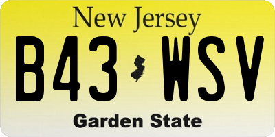NJ license plate B43WSV