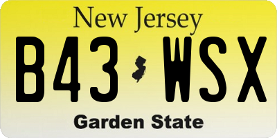 NJ license plate B43WSX