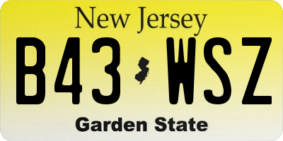NJ license plate B43WSZ