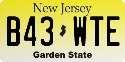 NJ license plate B43WTE