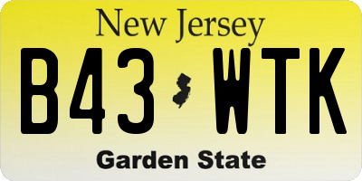 NJ license plate B43WTK