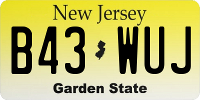 NJ license plate B43WUJ