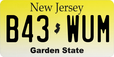 NJ license plate B43WUM