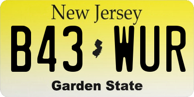 NJ license plate B43WUR