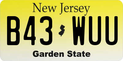 NJ license plate B43WUU