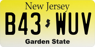 NJ license plate B43WUV